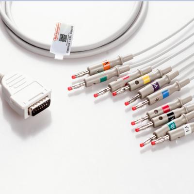 Cina Cable per ECG a 10 conducenti 12 conducenti 15 pin Grigio Multifunzione a colori in vendita