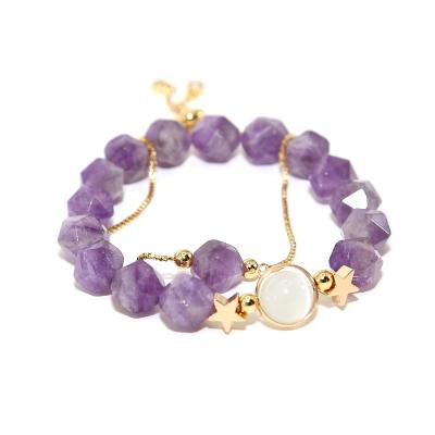 China Natural Stone Amethysts Eye Charm Bracelet Personalized Chain Wrap Bracelet Tiger Geometric Tiger Beads Charm Star Bracelet for sale