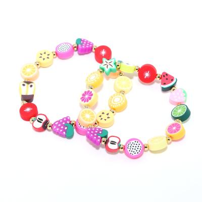 China Wholesale Custom Summer Style Fruit Charms Clay Beads Cute Bracelet For Women's or Children's Bracelet for sale