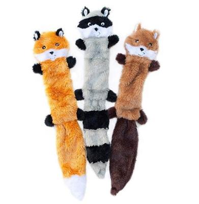 China Viable Chinese Factory Price Lean Peltz No Stuff Squeaky Dog Toy Fox Raccoon Squirrel Plush Toy for sale