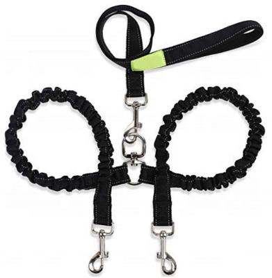 China Double Lead Double Dog Tangle Free Walking Training Dogs DETACHED 2 Small Large Two Dog Leash NO Tangle Bungee Leash for sale