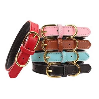 China DETACHED Basic Classic Padded Small Medium Cats Leather Puppy Collars Pet Dogs for sale