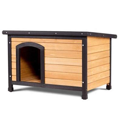 China Log Cabin Pet Kennel Extreme Weather Resistant Home Indoor Outdoor Wooden House Viable M L Size Adjustable Feet for sale