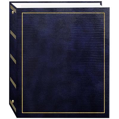 China Custom Custom Photo Albums Auto-Stick 3-Ring Magnetic Photo Album 100 Pages Navy Blue Sale for sale