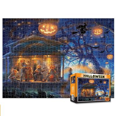 China Eco-Friendly Sublimation Halloween Pumpkin Jigsaw Puzzle 1000 Pieces Jigsaw Puzzle For Halloween 1000pcs for sale