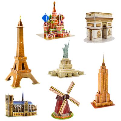 China 2021 new arrivals 3d jigsaw puzzle castle cardboard jigsaw puzzle castle 3d world famous construction jigsaw puzzle Notre Dame Cathedral for sale