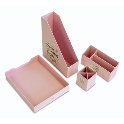 China Wholesale 2021 Pens Paper Holder Customized Fashion Combination Desktop Office Stationery Set Desk Organizer Paper Set for sale