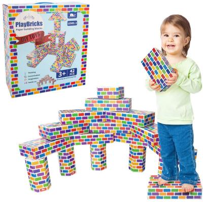 China Toy Deluxe Extra-Thick Cardboard Jumbo Cardboard Blocks 42-Pack Building Block Building Block Paper Brick Toy for Kid Children for sale