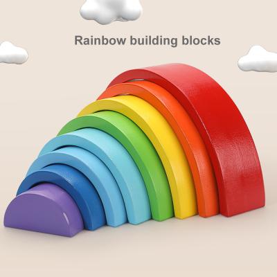 China Hot-selling building toy rainbow building blocks toys wooden babies building blocks kids to play set toys for children 2020 educational for sale