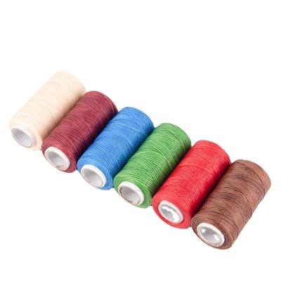 China Low Shrinkage Factory Price 50M Polyester Sewing Thread Small Flat Waxed Yarn For Sewing Shoes for sale