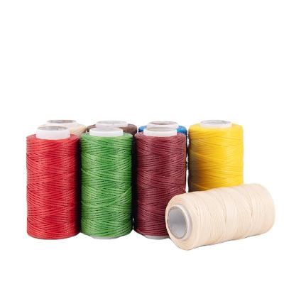 China Green Polyester Factory Supply Small Cone Waterproof Hand Knitting Flat Waxed Yarn for sale