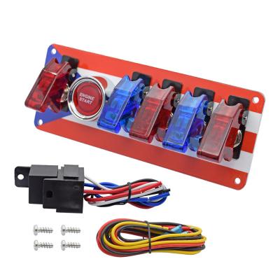 China Car Bus Truck Marine Boat 12V Engine Racing Car Ignition Switch 2 Blue 3 LED Toggle Power Switch Button Panel Red for sale