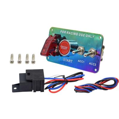 China 12V Car Auto or Power Speediness & Multicolor Race Cars Engine Start Push Button LED Toggle 12V Auto Racing Race Car Ignition Switch Panel for sale