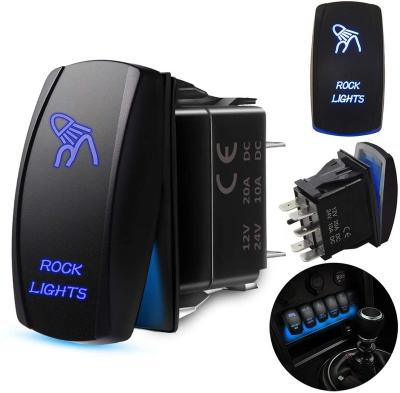 China 12V -24V Cars ROCK LIGHTS 12v Carling Rocker Switch 5 Pin Laser On /Off LED Blue Light 20A/12V 10A/24V Inverter for sale