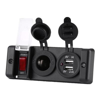 China New 3 Hole Switch Panel Dual USB Waterproof Charging Socket China-chic Port Power Socket Car USB Charger Marine Boat 2.1A 12V for sale