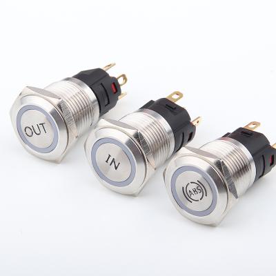 China Stainless Copper Plating//Aluminum Oxide Push Button Switch With Led 16MM Custom Pattern Lighting Customization for sale