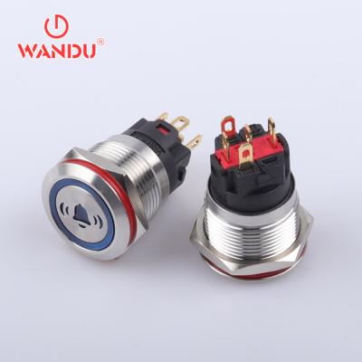 China Copper Plating WD19A 19mm 7pin 5pin Car Horn Doorbell Button Switch for sale