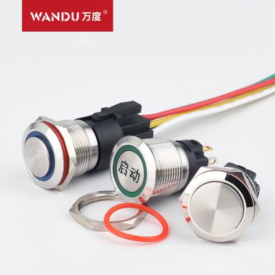 China Copper Plating Stainless // Aluminum Oxide WD19A 19mm Momentary LED Illuminated Metal 12V or Push Button Lock Self Switches for sale