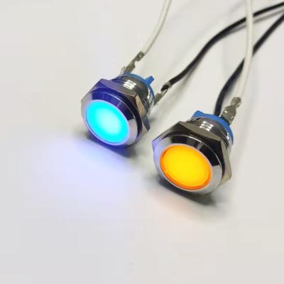 China 12v metal indicator or 24v 16mm hazard warning light multicolored luminous flat or ball for sale