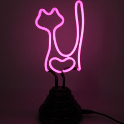 China Glass Cat Neon Light Signs Wall Decor ME103 Durable Custom Decoration Real for sale