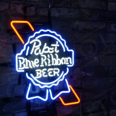 China ROAD True Blueribbon Durable Custom Decoration Neon Light Signs Glass Wall Decor for sale