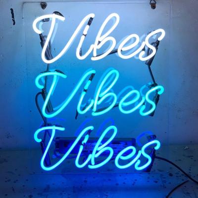 China Other 3-VIBES GLASS Real Glass Decoration Neon Light Signs Durable Custom Wall Decor for sale