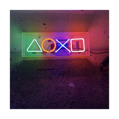 China Hot Sales Hotel Glass Wall Decoration Gaming Button Led Neon Light Custom Made for sale