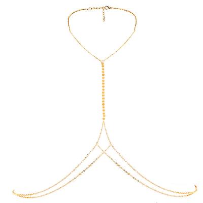 China Europe Size Simple Fashion Punk Chain Sexy Stainless Steel Sequins Belly Chain Body Jewelry For Women Beach Party for sale