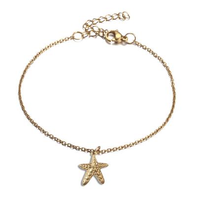 China Stainless Steel Punk Gold Plated Beach Naked Chain Accessories Shell Pendants Anklet Starfish Personality Charm for sale