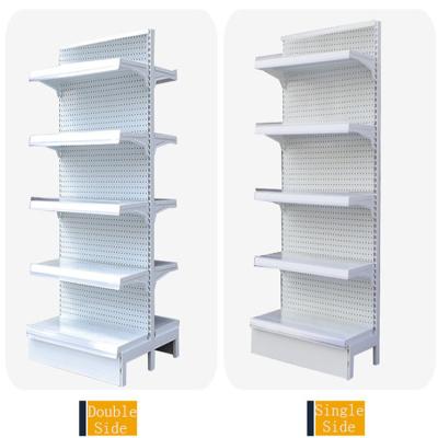 China Modern Custom Store Display Rack Single Sided Supermarket Shelves Groceries Retail Metal Gondola Shelving en venta