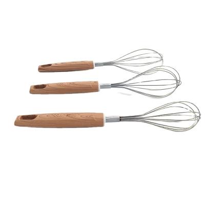 China Kitchen Instruments Factory Price Stainless Steel Egg Beater Viable Egg Beater Wire With Wooden Handle for sale