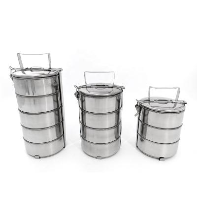 China Steamable High Grade 3-5 Tier Stainless Steel Tiffin Food Containers Thermal Lunch Tiffin Box for sale