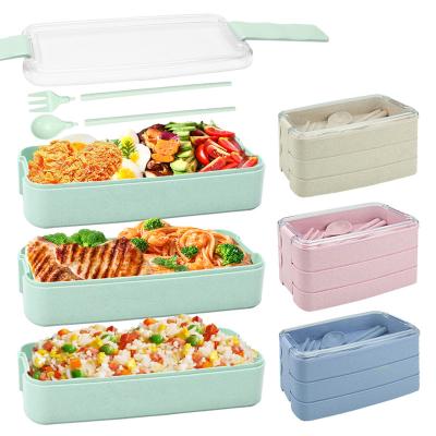 China Sustainable Cheap Price Wheat Straw Kids Lunch Box Bento Keep Warm Lunch Box Set for sale