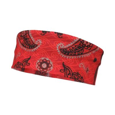 China Paisley Print Non-slip Quick Dry Head Wrap Sports Elastic Hair Band Polyester Yoga Headband for sale