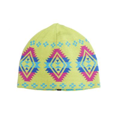 China JOINT Custom Knitted Acrylic Jacquard Beanie With Fleece Lining Knit Winter Hat for sale