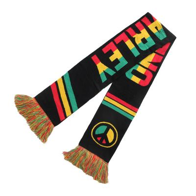 China Long Logo Knitted Football Team Scarf custom knit fan scarf with tassels for sale