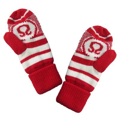 China Jacquard JS Headwear Sports Winter Mittens Warm Women Fingerless Gloves for sale