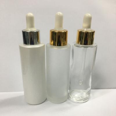 China Hot Selling Cosmetic Glass Bottle 60ml White Color Cylinder Dropper Bottle In Stock Sale With 1pc 1 Piece China Manufacturer for sale