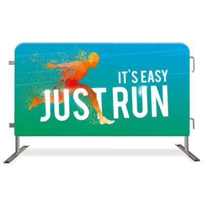 China Advertising Display Banners Durable Barrier Cover Sports Race Custom Marathon Tower Event Crowd Control Barricade Cover for sale