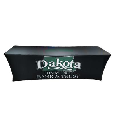 China Waterproof Custom Logo Printed Fitted Cover Display Table Cloth Table Cloth For Trade Show for sale