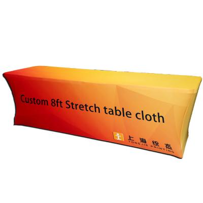 China 6ft 8ft tablecloth waterproof flame retardant 12ft table cover for trade show with custom logo for sale