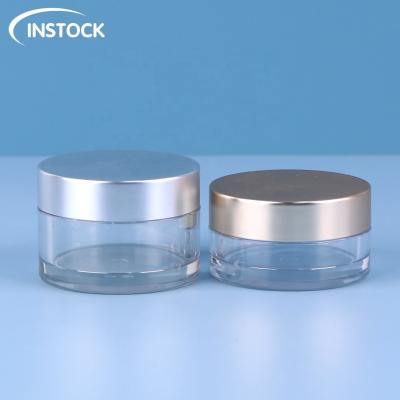 China Electroplated Lids PET Cosmetic Jar 15ml 30ml For Eye Face Body Cream Packaging for sale