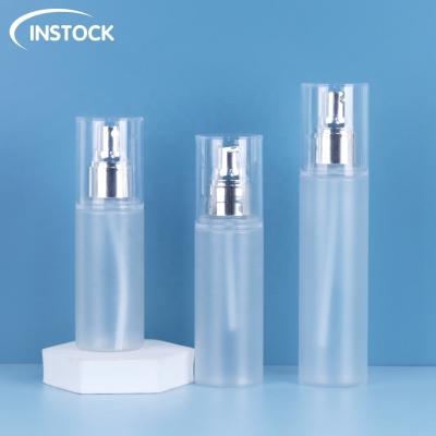 China 100ml 120ml 150ml Frosted Plastic Cosmetic Bottle Electroplated Spray Lotion Pump PET Bottle for sale