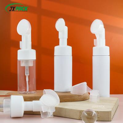 China 40ml Clear White Foam Pump Bottle Round Shape With Silicone Cleansing Brush for sale