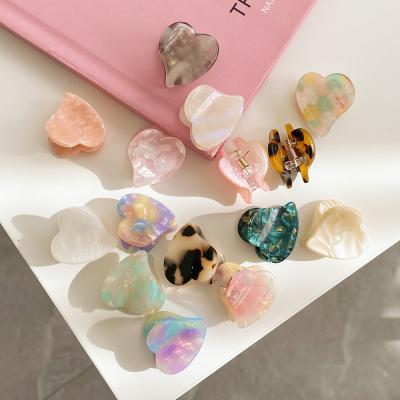 China Hair accessories Korean Acetate Mini Hair Claw Clips for Girls New Marble Turquoise Heart Claw Clips Small Mini Colorful Hair Claws for Kids for sale