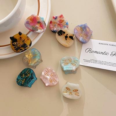 China Hair accessories 2023 New Trendy Wholesale Price Cute Clips Baby Girls Cat Tortoiseshell Acetate Mini Hair Claw Clips Lovely Cartoon Hair Pin for sale