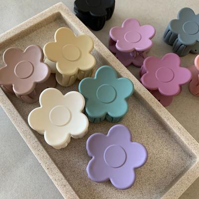 China Hair accessories 2023 New Korean Fashion Hair Accessories Matte Solid Color Purple Cookies Sweet Flower Hair Claw Clips For Woman Girls for sale