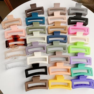 China Hair accessories European Shark Clips 13cm Large Jaw Rectangle Sweet Color Matte Hair Claw Clips Woman Girls Thick Hair Accessories for sale