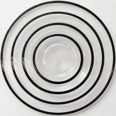 China New Fashionable Eco-friendly Glass Dinner Plates Luxury Gold Glass Dinnerware Dish To Wedding Decoration Charger Dishes for sale