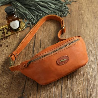 China Daily Used Women 100% Genuine Leather Sling Bags Tactical Chic Sling Bags For Women Men Girls Veg Tan Leather Shoulder Handbags for sale